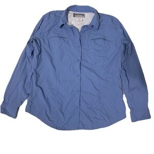 Columbia Shirt Women's L Blue Button Up Long Sleeve Outdoors Titanium